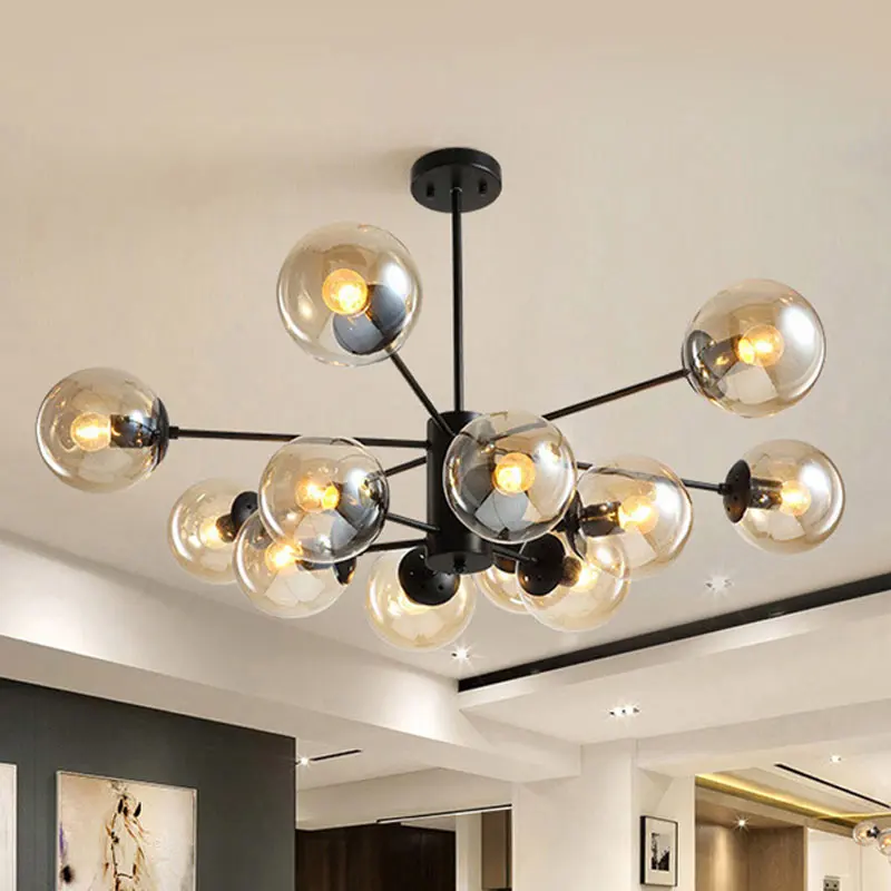 Living Room Chandeliers Nordic Led Lamp Modern Hanging Light Fixture Bedroom Kitchen Dining Room Home Decor Lustre Black
