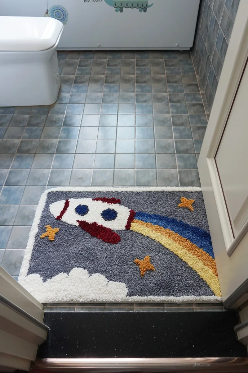 

cute colorful cartoon Soft absorbent floor mat entrance bathroom wash Cosmic space door carpet M1471