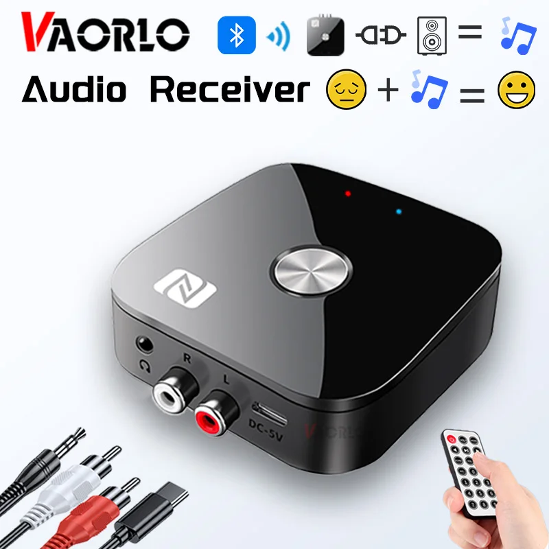 Bluetooth5.3 Wireless Adapter USB/RCA/3.5mmAUX Audio Receiver NFC Connection With Remote Control for Car Kit Speakers Headset