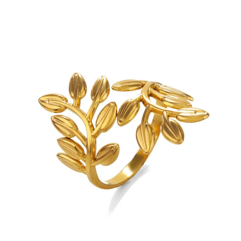 Finger Ring 316L Stainless Steel Irregular Leaves Open Ring For Women Men Hip Pop Party Jewelry