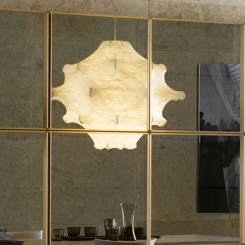 

Итальянская дизайнерская Подвесная лампа из шелковой ткани, скандинавский подвесной светильник для гостиной, виллы, лобби, декоративная комнатная люстра