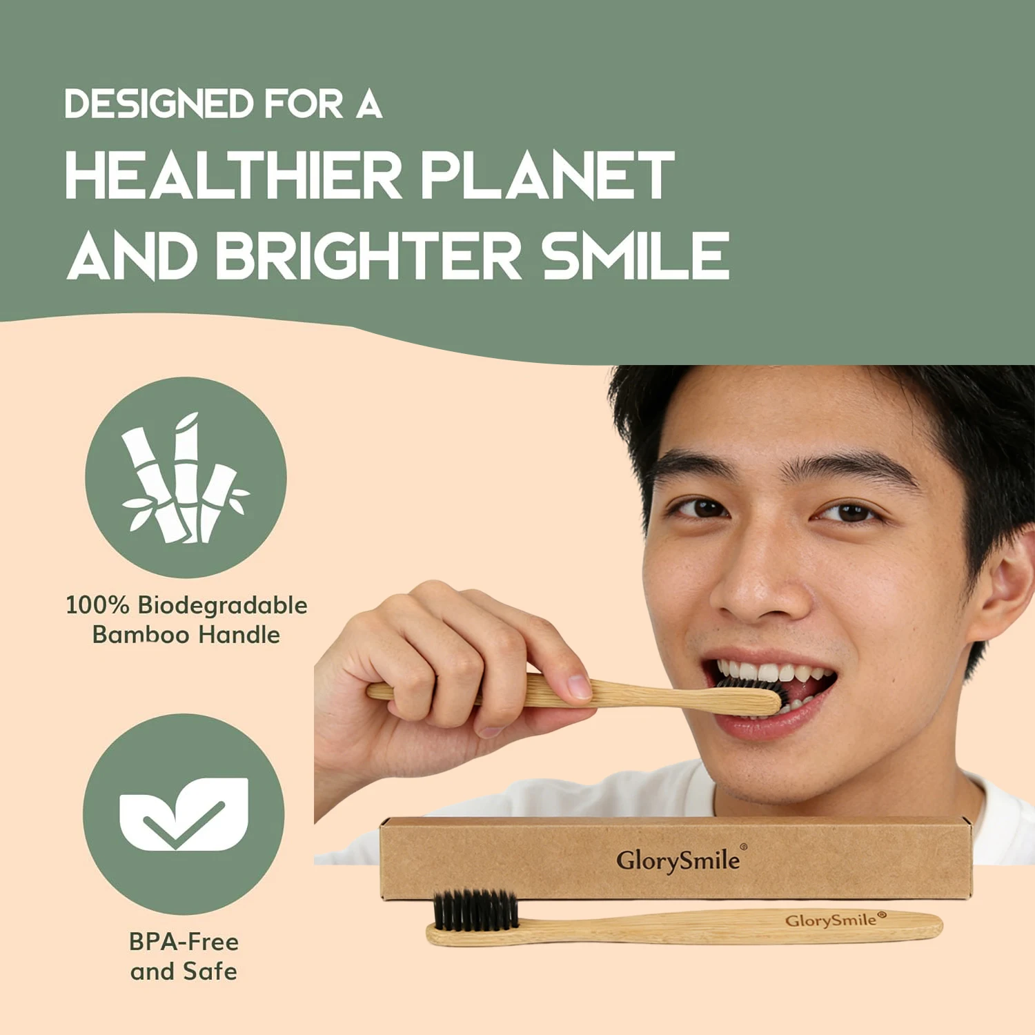 Eco-Friendly Bamboo Toothbrush Set with Charcoal-Infused Bristles - 4 Pack