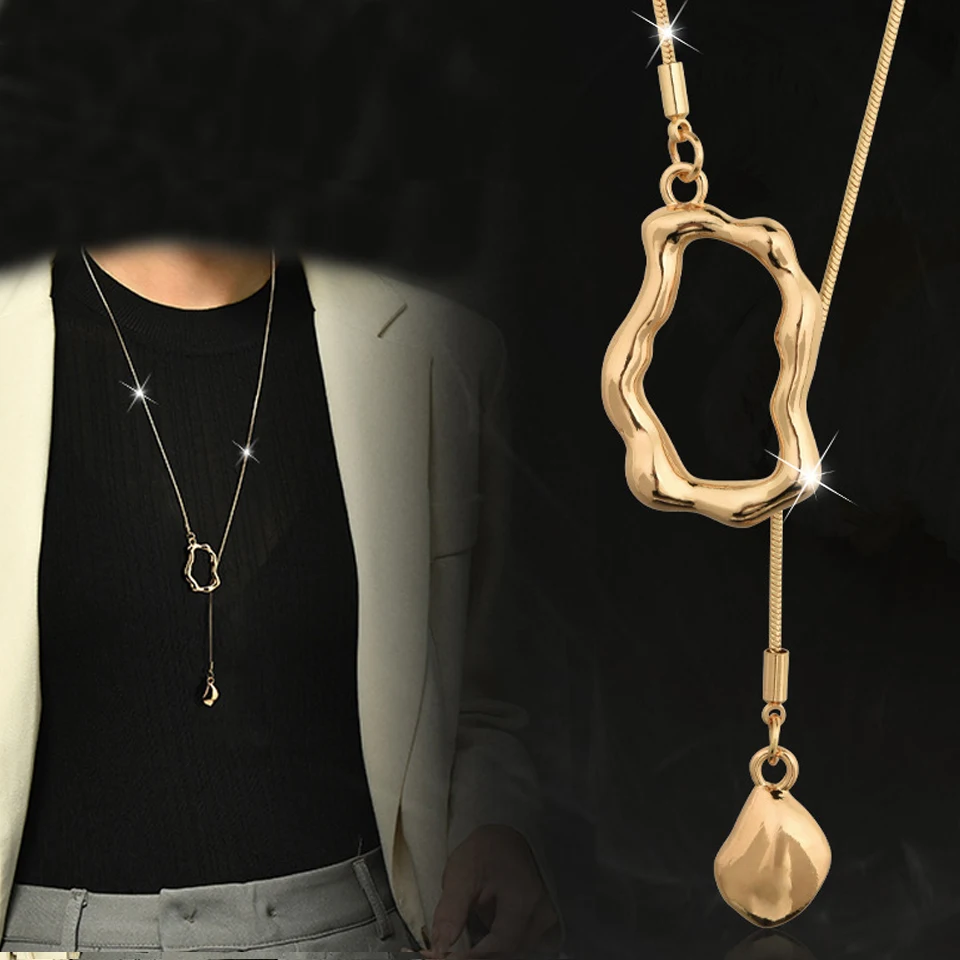 ZAKOL Edelstahl-Halskette in unregelmäßiger Y-Form für Damen, exquisite, vielseitige Pulloverkette, Charm-Party-Accessoires, Geschenk