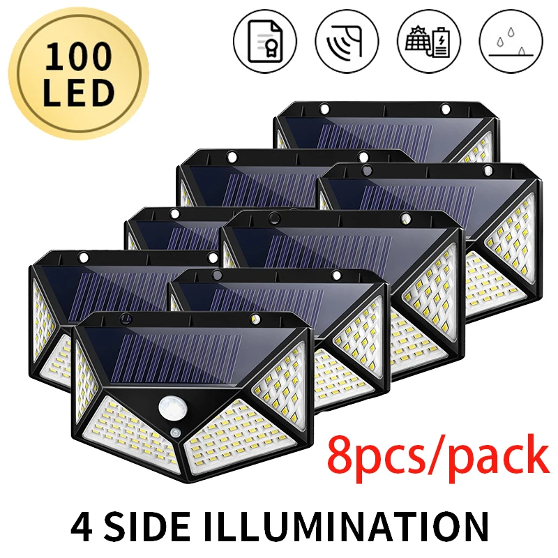 Solar Lamp Outdoor Multifunctional Solar Led Light Garden Decoration Waterproof Sunlight Powered Spotlight with Motion Sensor