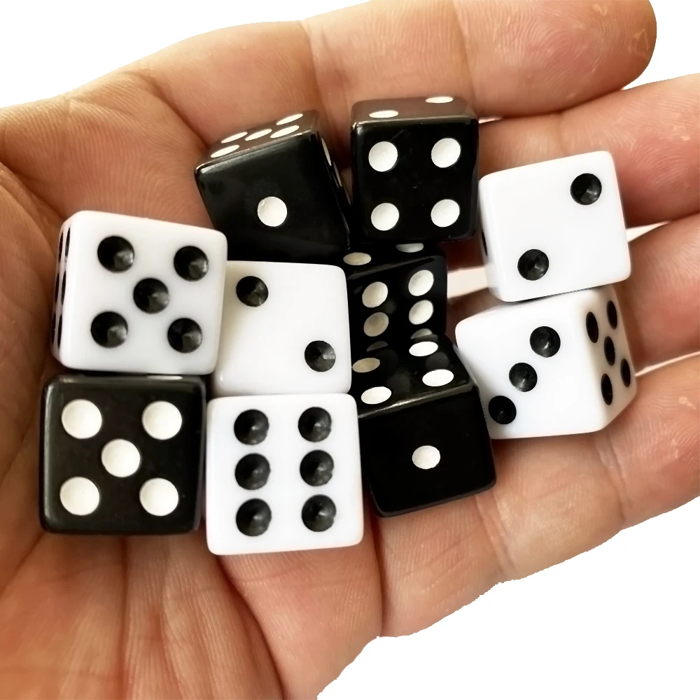 Black Acrylic Dice 16mm White Dot Square Corners 10pcs pack Game Dice game dice dice set acrylic dice