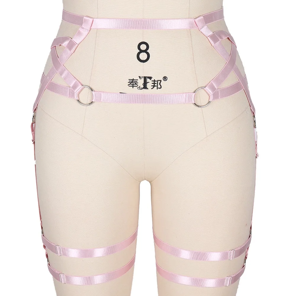 

Gothic Thigh Bands Pentagram Harness For Women Garter Belts Lingerie Punk Adjust Waist Band Body Bondage Erotic Fetish Stockings