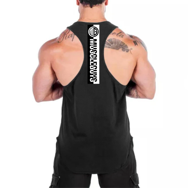 MAN Bodybuilding Casual Sleeveless Tank Tops Summer  Absorb Sweat Quick Dry Breathable Mesh Vests Mens Fitness Muscle Sport Vest