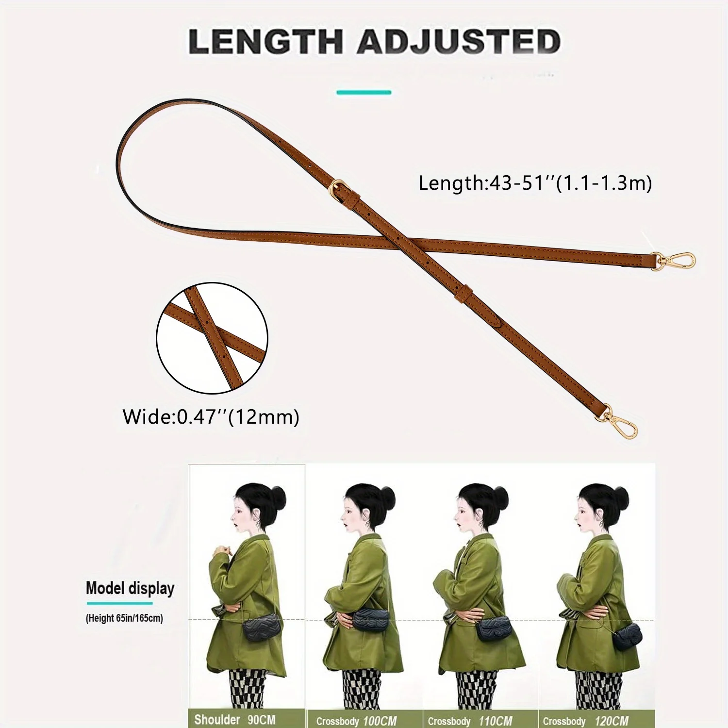 Premium PU Leather Replacement Shoulder Bag Strap - Stylish DIY Purse Handle Accessory