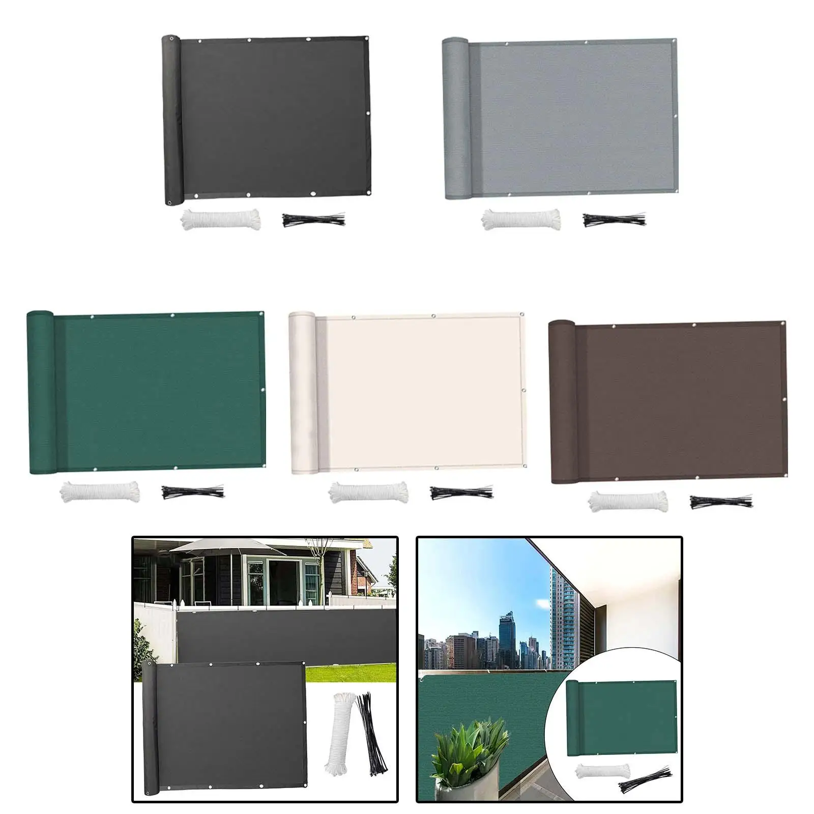 Weatherproof Windscreen, Garden Privacy Screen, Includes 24Pcs Cable Ties, Balcony Screen Privacy Fence Cover for Porch Railing