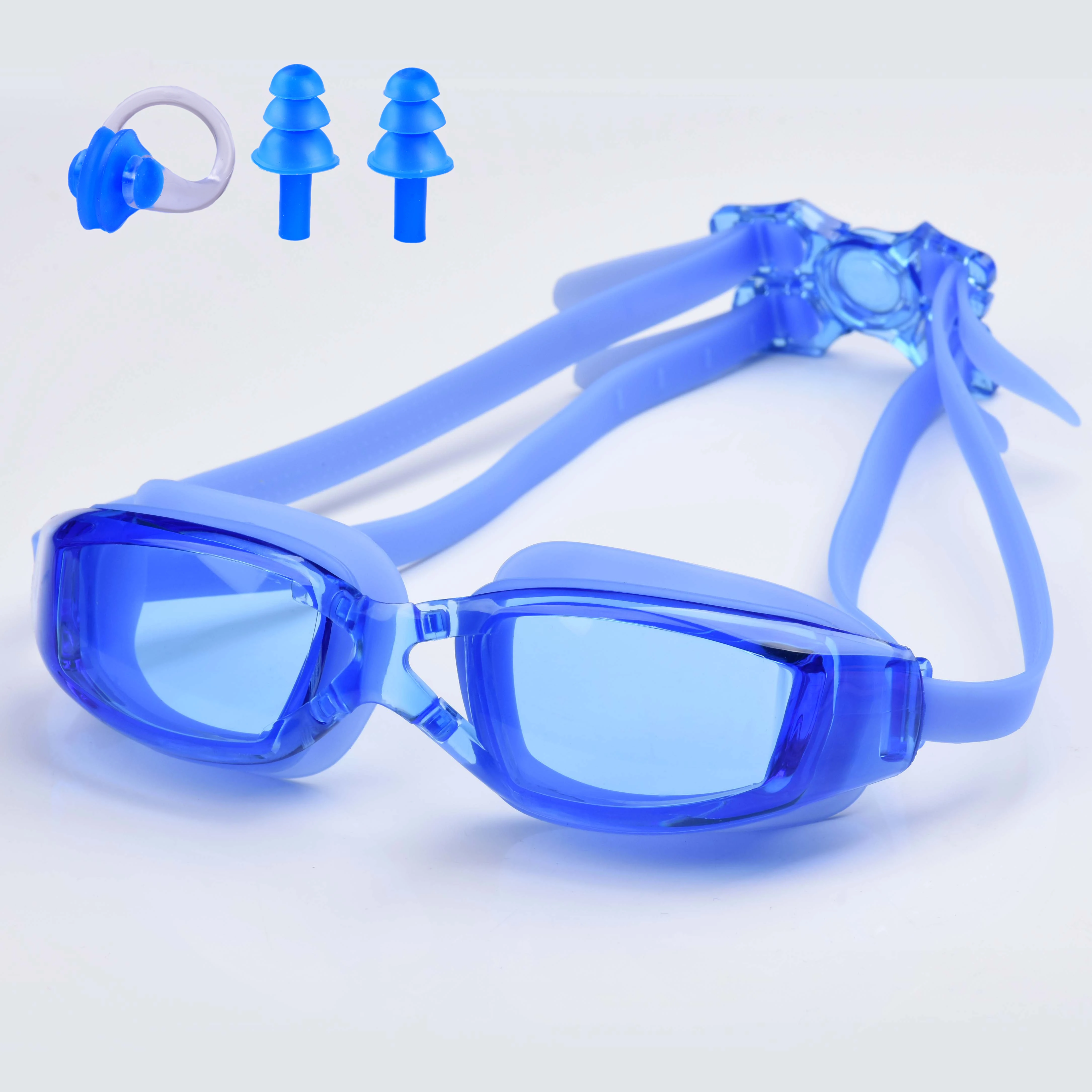 Men and women swimming glasses adults high-definition防雾 swimming glasses waterproof silicone goggles earplugs