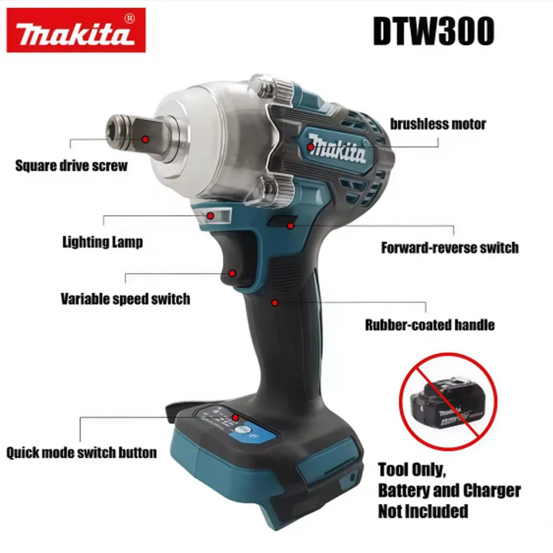 마키타 DTW300 LXT ® 리튬이온 브러시리스 고토크 1/2인치 임팩트 렌치 자동차 수리 공구 파워 윈드 캐논 타이어 제거용