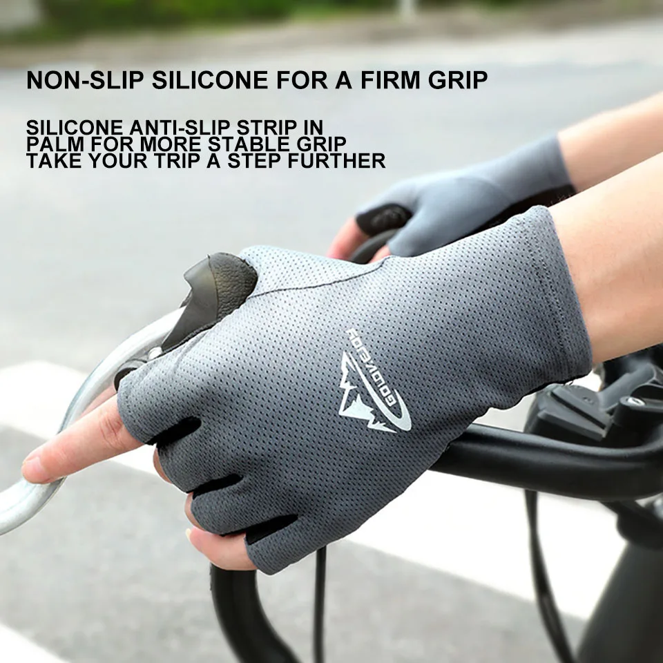 GTUBIKE Summer Sunscreen Gloves Outdoor Riding Driving Ice Silk Mitten Wear Resistant Breathable Fishing Half Finger Men Gloves