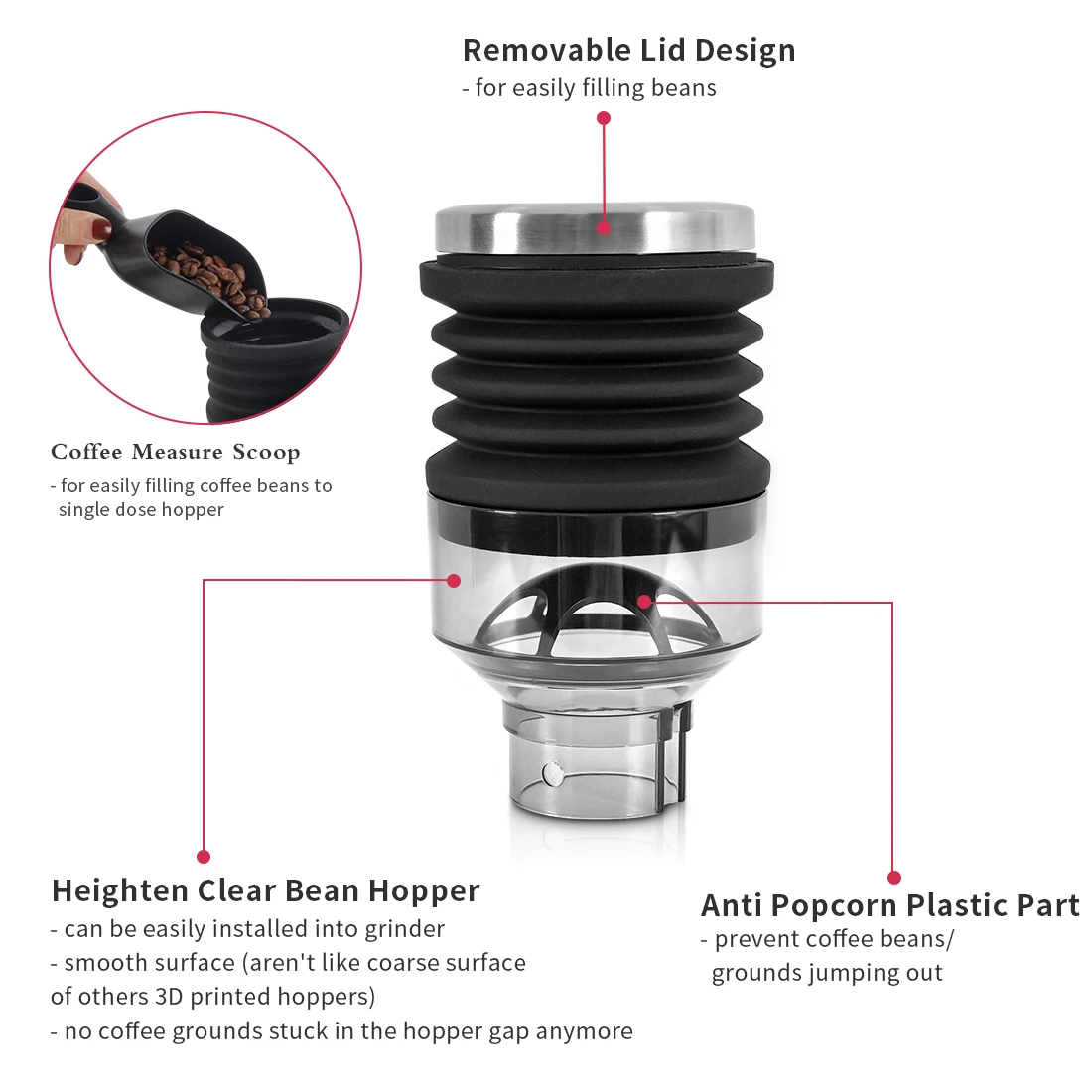 Grinder Bean Bin Coffee Grinder 60g Grinder Blowing Bean Bin Aluminum