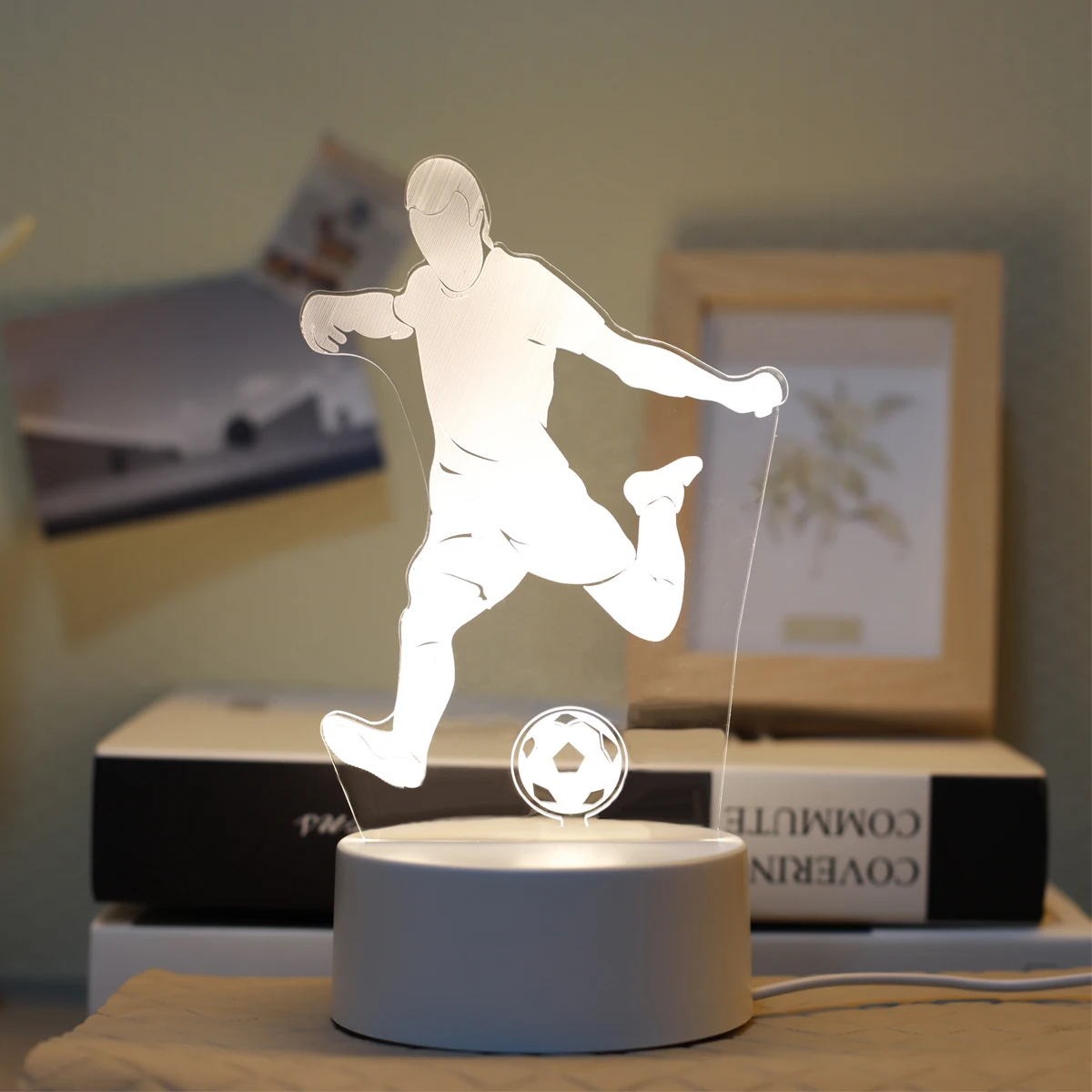 3D Creative Football Series Night Light 1pc USB Sports Decoration Home Decoration Desktop Creative Desk Lamp