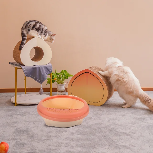 Semi-Enclosed Cat Litter Box 1Set Large Opening Easy Clean Anti-Splash Durable Practical Home Office Balcony Travel Use 4
