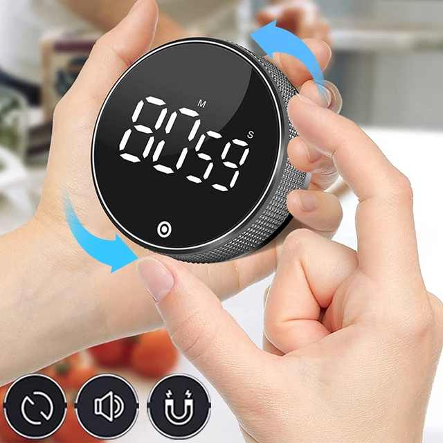 5250 Rotating Digital Kitchen Timer Magnetic Cooking Timer LED Counter Alarm  Stopwatch Mechanical Electronic Timer for Baking Study Restaurant Wholesale