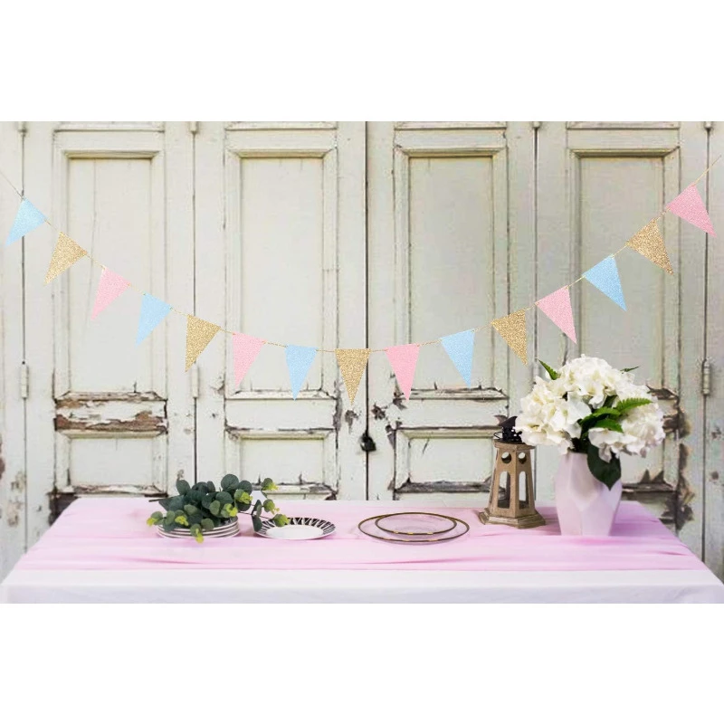 Set decorazioni 18 anni rosa oro - Bandierine triangolari, nastri