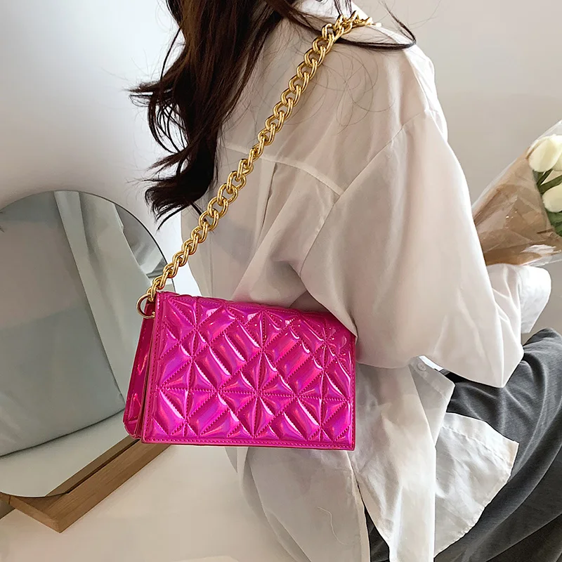 Luxury Brand Metal Chain Shoulder Bag for Women Handbag Clutch Purses 2022 New Designer Shiny Evening Tote High Quality Shoulder Bags near me