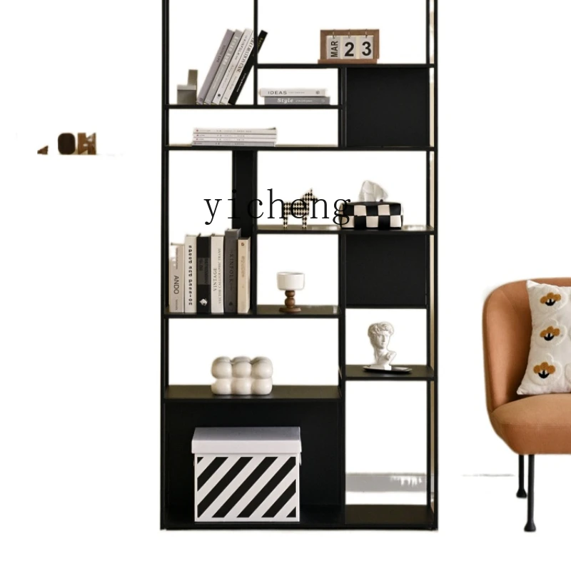 

XL Floor Wrought Iron Bookcase Multi-Layer Bookcase Shelf Integrated Wall Sundries Cabinet