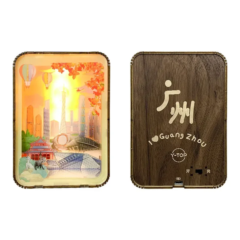 

3D Puzzle Wooden Carved Light DIY Assembly Toy Jigsaw Night Light Chengdu Guangzhou City Model Building Kits for Kids Gifts