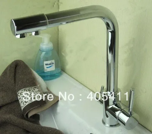 

kitchen Vidric Faucet !100% brass chrome polished 3 Way basin sink mixer faucet 2 holes drinking water tap 2013 new arrive.1pcs