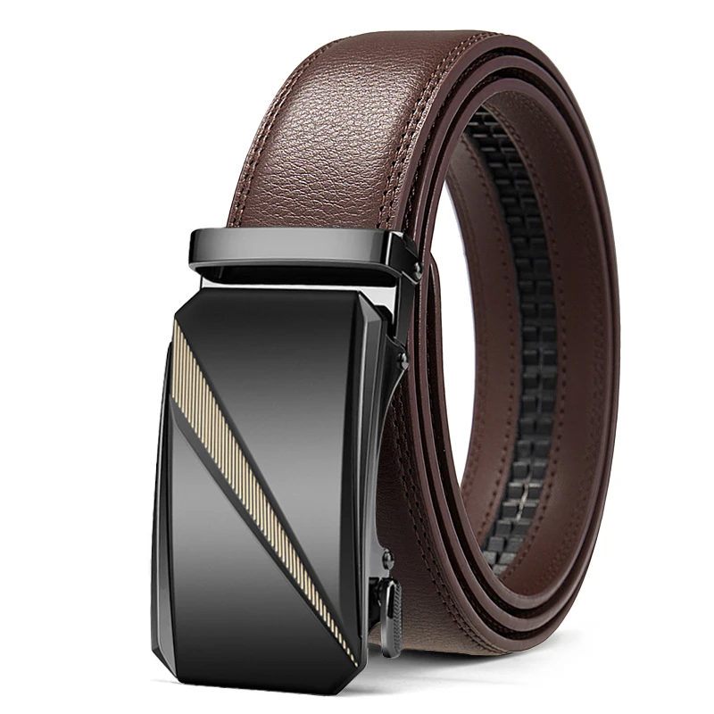 Automatic Leather Ratchet Belt for Men - Adjustable Fashion Designer Belt