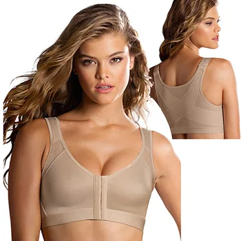 Women Front-opening Bras Full Support Recovery Bra Non-padded Wire Free Post Breast Augmentation Operative Bra 1