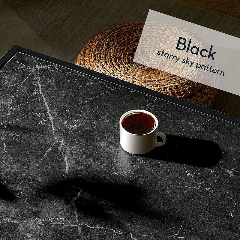 Black Coffee Table Small Square Coffee Table Simple Modern Center Table for Living Room Home Office 27.6 * 27.6 * 15.7Inch Easy 4