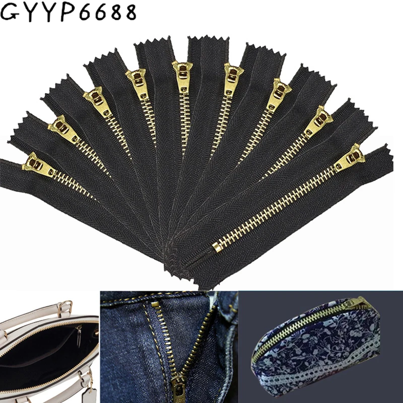 20/50PCS 10-13-15-18CM 4# Closed End Metal Brass Teeth Zipper For DIY Sewing Bags Clothing Purse Self-Locking Zipper Accessories