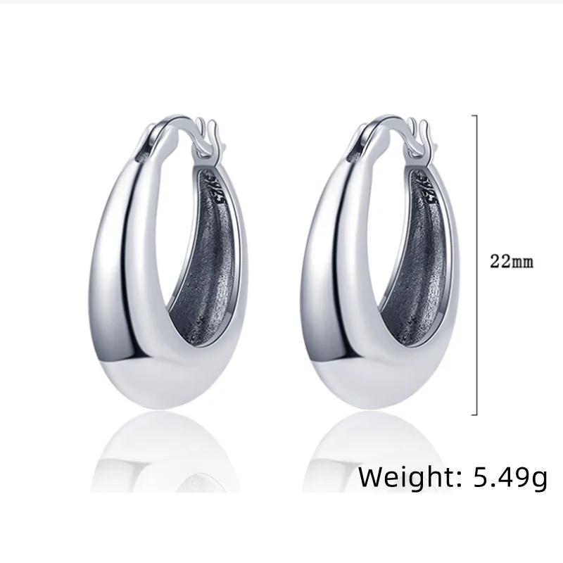 925 Sterling Silver U Shape Hoop Earrings For Women Wedding Party