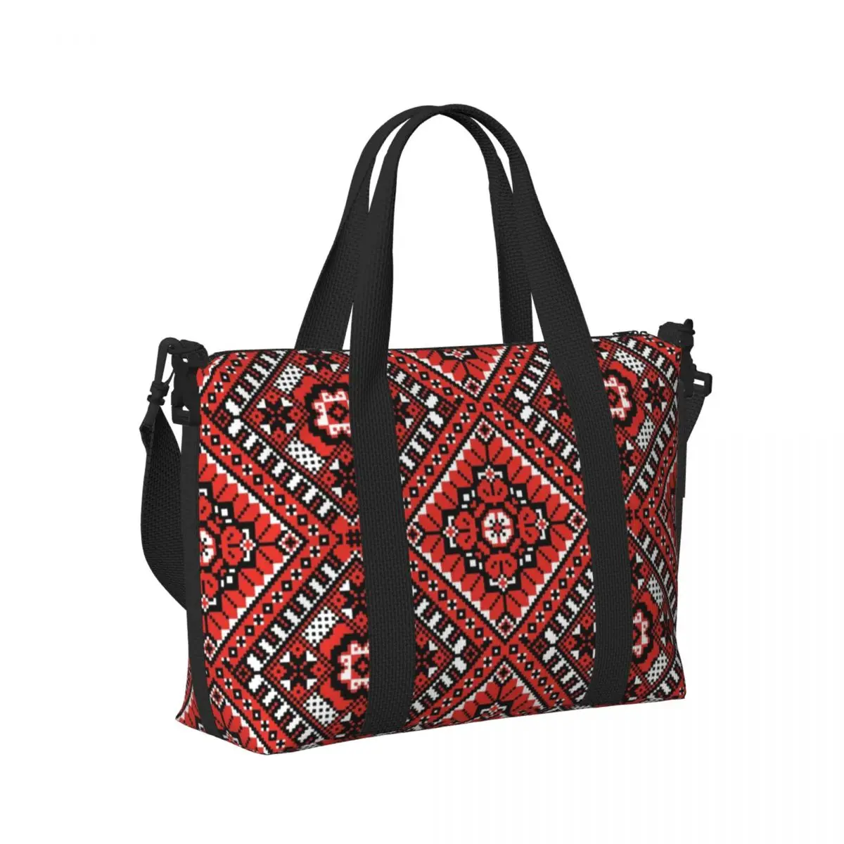 Ukraine Ukrainian Embroidery Ornament Beach Tote Bag for Women Boho Large Compartment Beach Gym Travel Bags