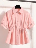 Plus Size Polo Shirt Women Summer 2025 New Korean Style Large Size Loose Chiffon Blouse Women Slim Waist Casual Tops Female