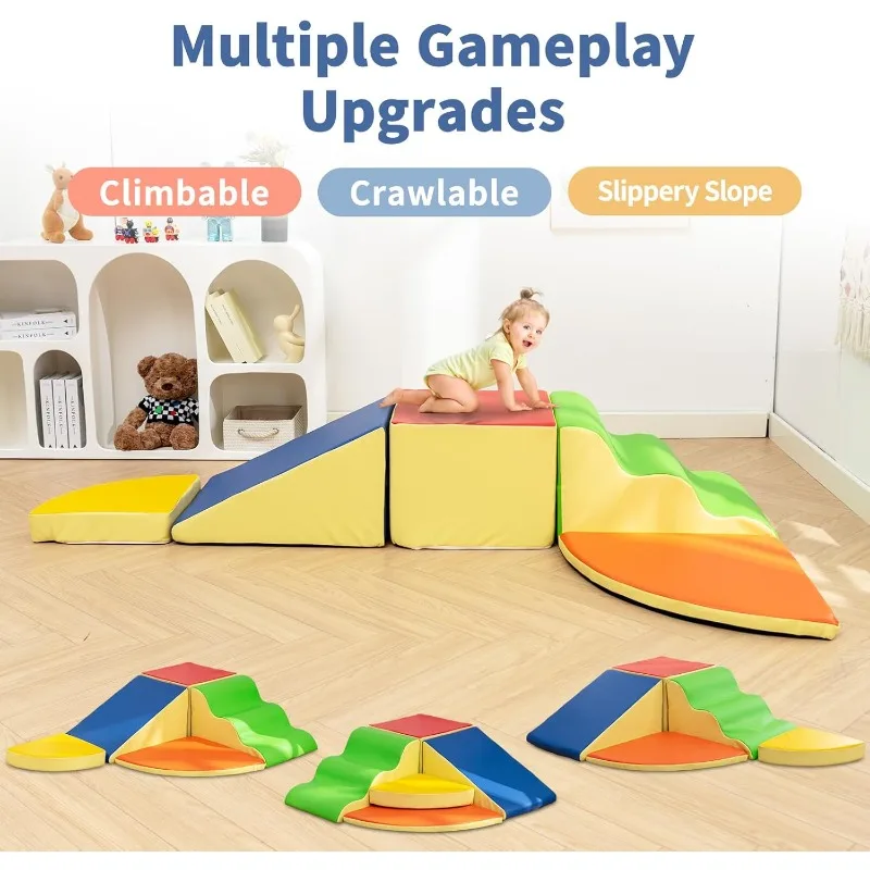 MOOITZ Foam Climbing Blocks 5 Pcs Climbing Toys for Climb Crawl and Slide Climbing Toys Indoor for Nursery Living Room Colours L 2