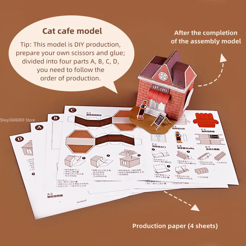 Cat Cafe Handbook Gift Set A6 Scrapbook Birthday Gift Graduation Women's Cute Diary Notebook Teacher's Day