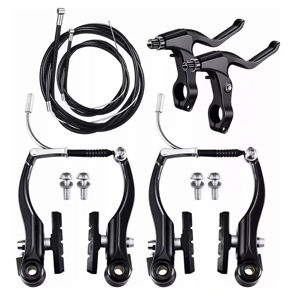 Cycling Bike V-Type Brake Set with Calipers Levers Cables Bicycle Accessories Mountain Bike Road Braking System Replacement