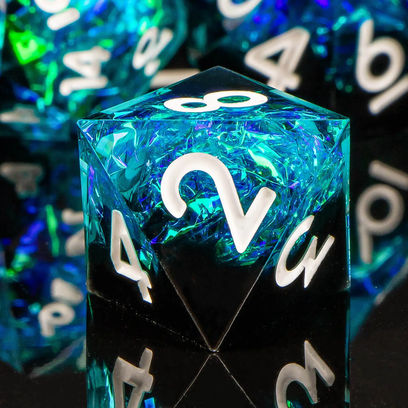 DND 수지 샤프 에지 주사위 세트, 수제 D 및 D 던전 및 드래곤 주사위, RPG 역할 놀이 게임 D&D 주사위 D20 D12 D10 D8 D6 D4