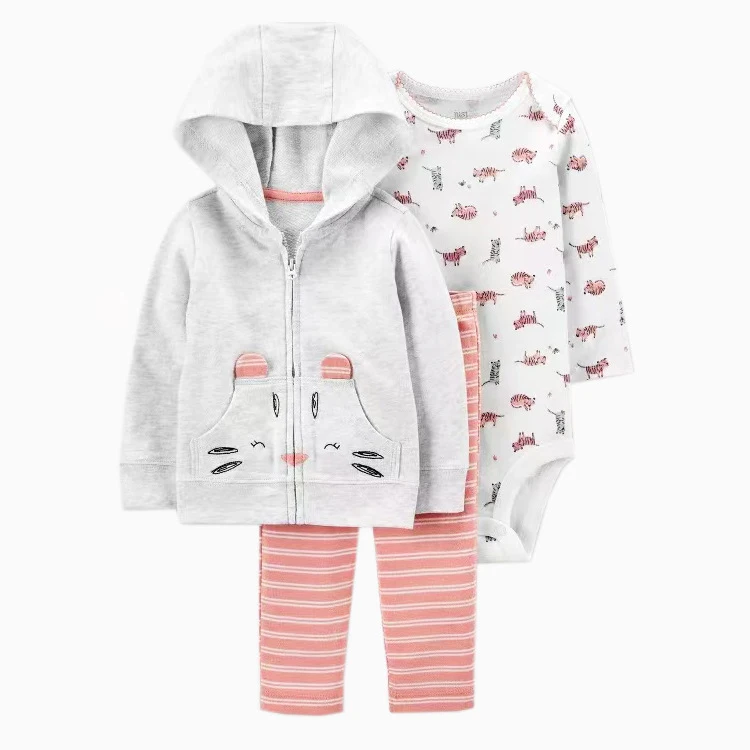 Baby Clothing Set luxury IYEALNewborn Baby Clothes Set Cartoon Boy Girl Outfits Long Sleeve Hooded Jacket+Romper+Pant Toddler Infant Clothing 3 pcs 6-24M vintage Baby Clothing Set Baby Clothing Set