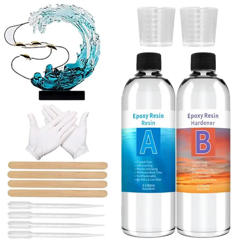

Набор для отверждения и эпоксидной смолы, прозрачная блестящая эпоксидная смола, устойчивые к пожелтению, для начинающих, аксессуары «сделай сам»