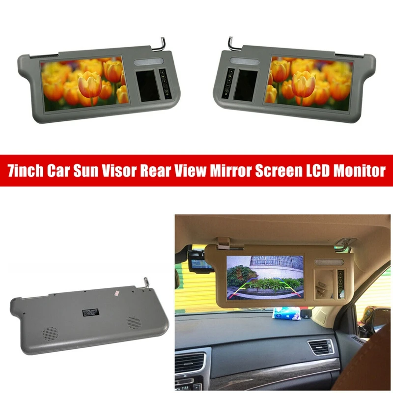 7InchGrayCarLeftSunVisorRearViewMirrorScreenLCDMonitor2