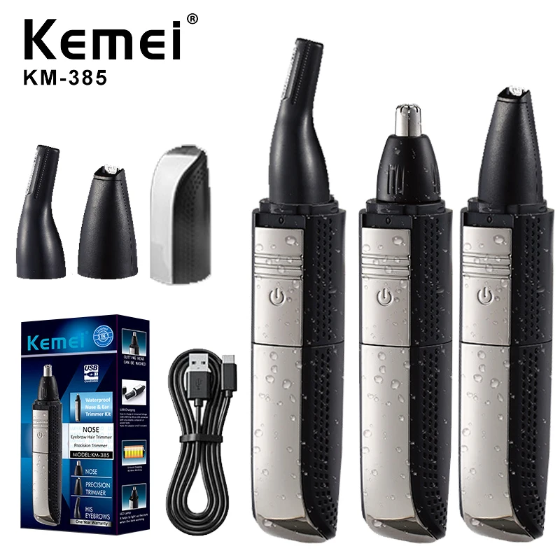 Kemei Nose Hair Trimmer KM-385 portable all-in-one nose hair trimmer for full body washing and eyebrow trimming ﻿