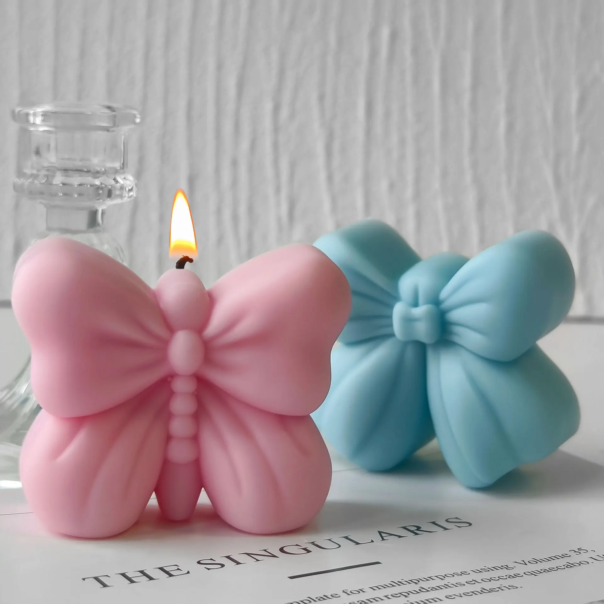 Silicone Candle Mold Butterfly Aroma Candle Plaster Ornament Mould Handmade Soap Soy Wax Candle Making Supplies DlY Bow Tie