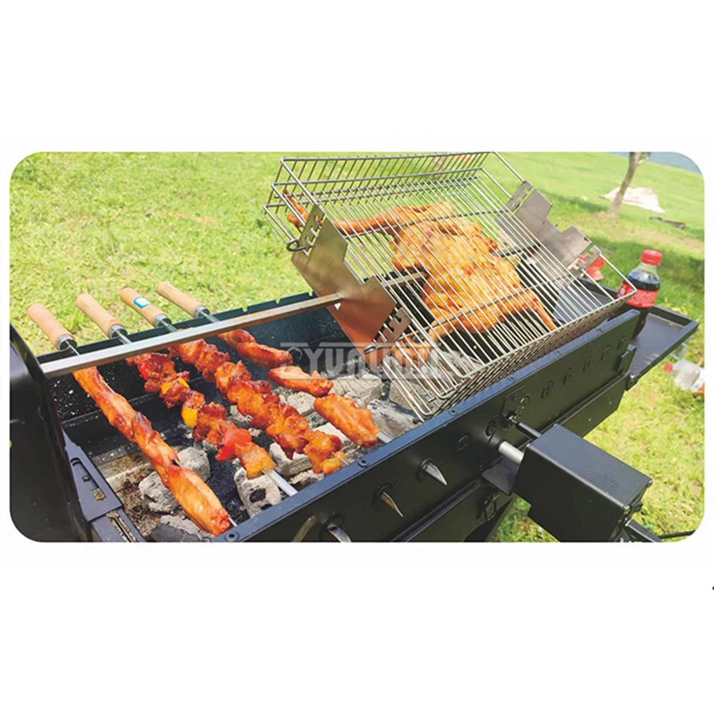 Outdoor Flipping Grill Skewers Camping BBQ Tools Automatic Meat ...