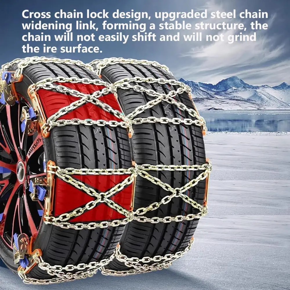Snow Chains, Snow Tire Chains for Car SUV Pickup Trucks, Adjustable Universal Emergency Thickening Anti-skid Traction Chains,Tir
