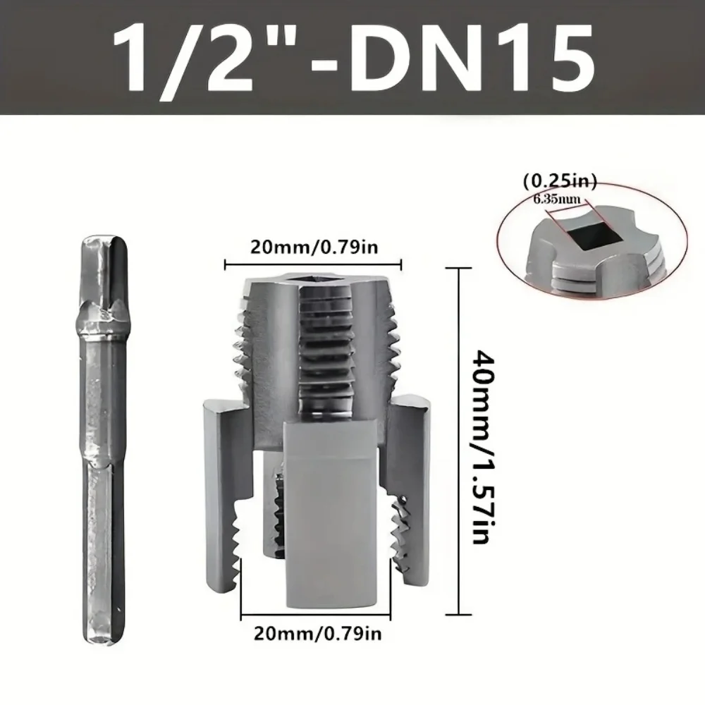 DN15 DN20 Boru Diş Açma Aracı Hex Shank Kalıp İç Dış Dişler 1/2 3/4 Su Boruları PPR PVC MPP Borular Için Ayrılabilir