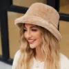 Winter Warm Bucket Hat Plush Hats For Women Solid Color Fisherman Hat Casual Shaggy Caps Bonnet Femme Hiver 5
