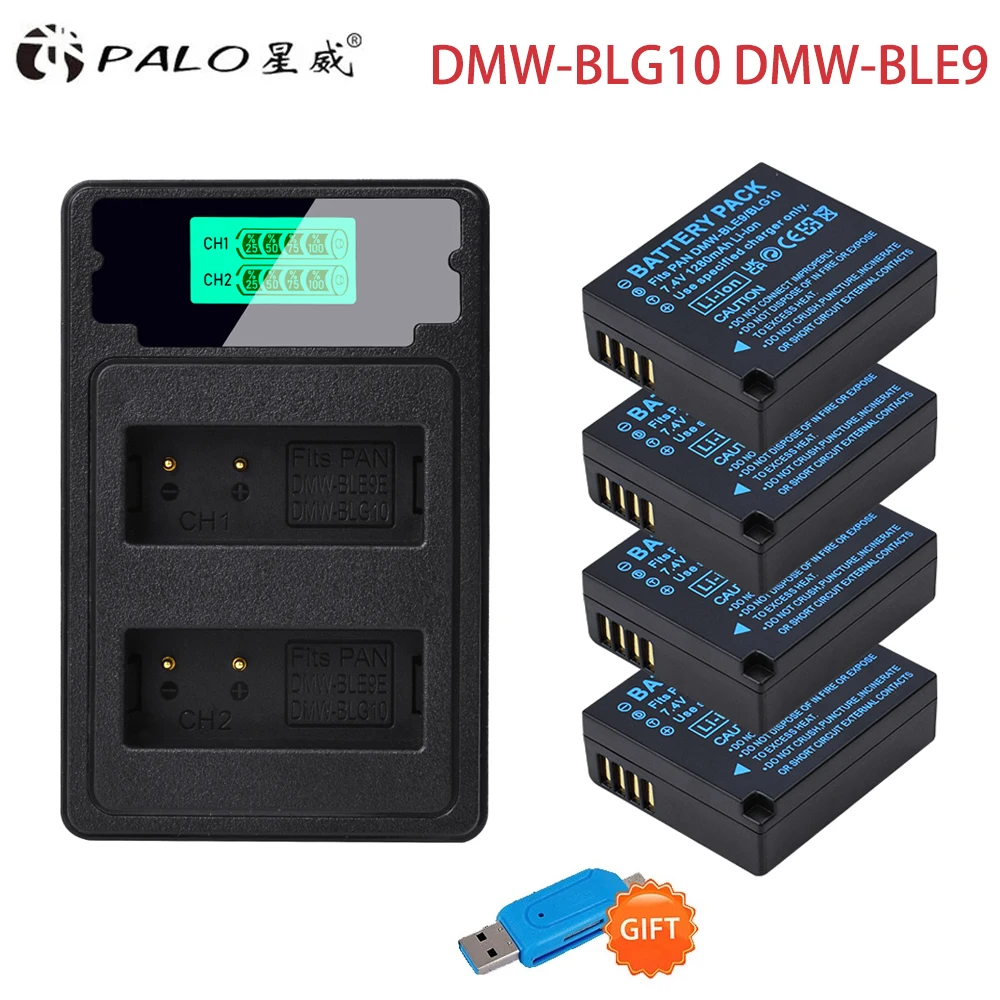 

PALO 1200mAh DMW-BLG10 BLG10 BLG10E DMW-BLE9 Battery + LCD Dual USB Charger for Panasonic LUMIX GF5 GF6 GX7 LX100 GX80 GX85