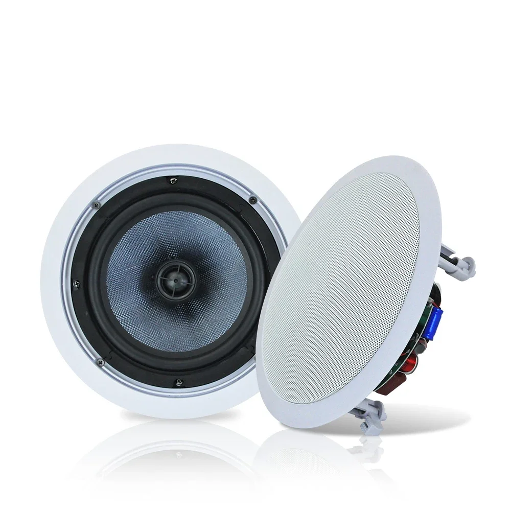 Wall Ceiling Speaker 50W Ceiling Speaker HiFi Stereo 8inch Coaxial Wall-mounted Loudspeaker Home Theater Sound System Public Broadcast Horn