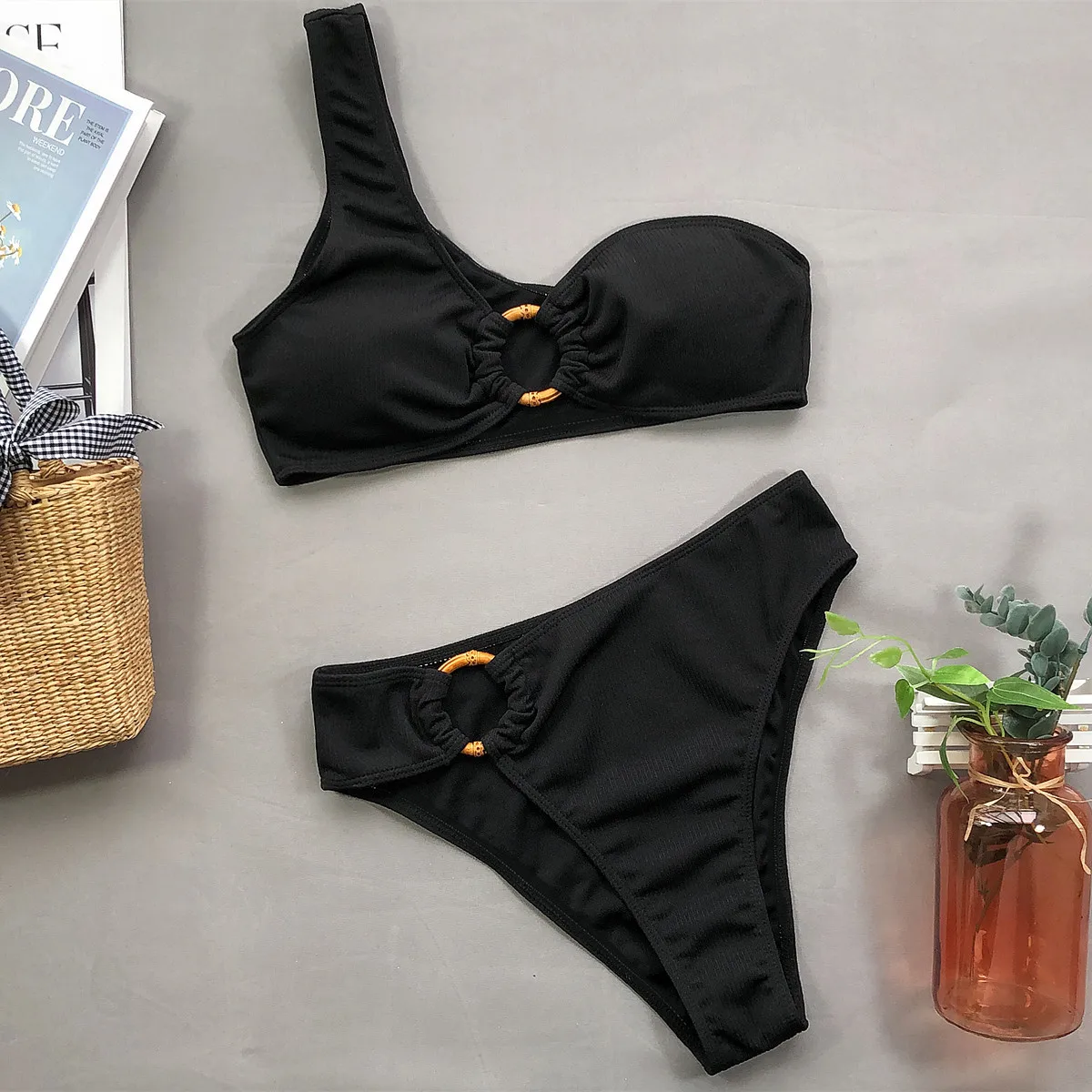 Bikinis Solid Color Swimwear Women Sexy Bikini Set Summer Bathing Suit Micro Thong Biquini