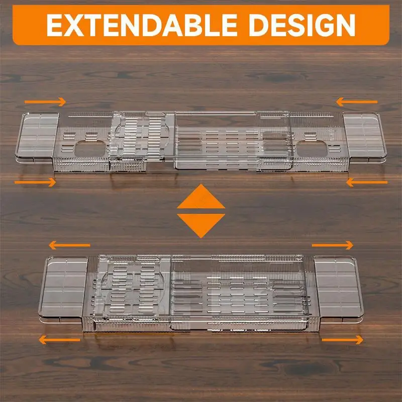 Bathtub Storage Rack Expandable Bathtub Tray Clear Bath Table Adjustable Accessories Home Spa