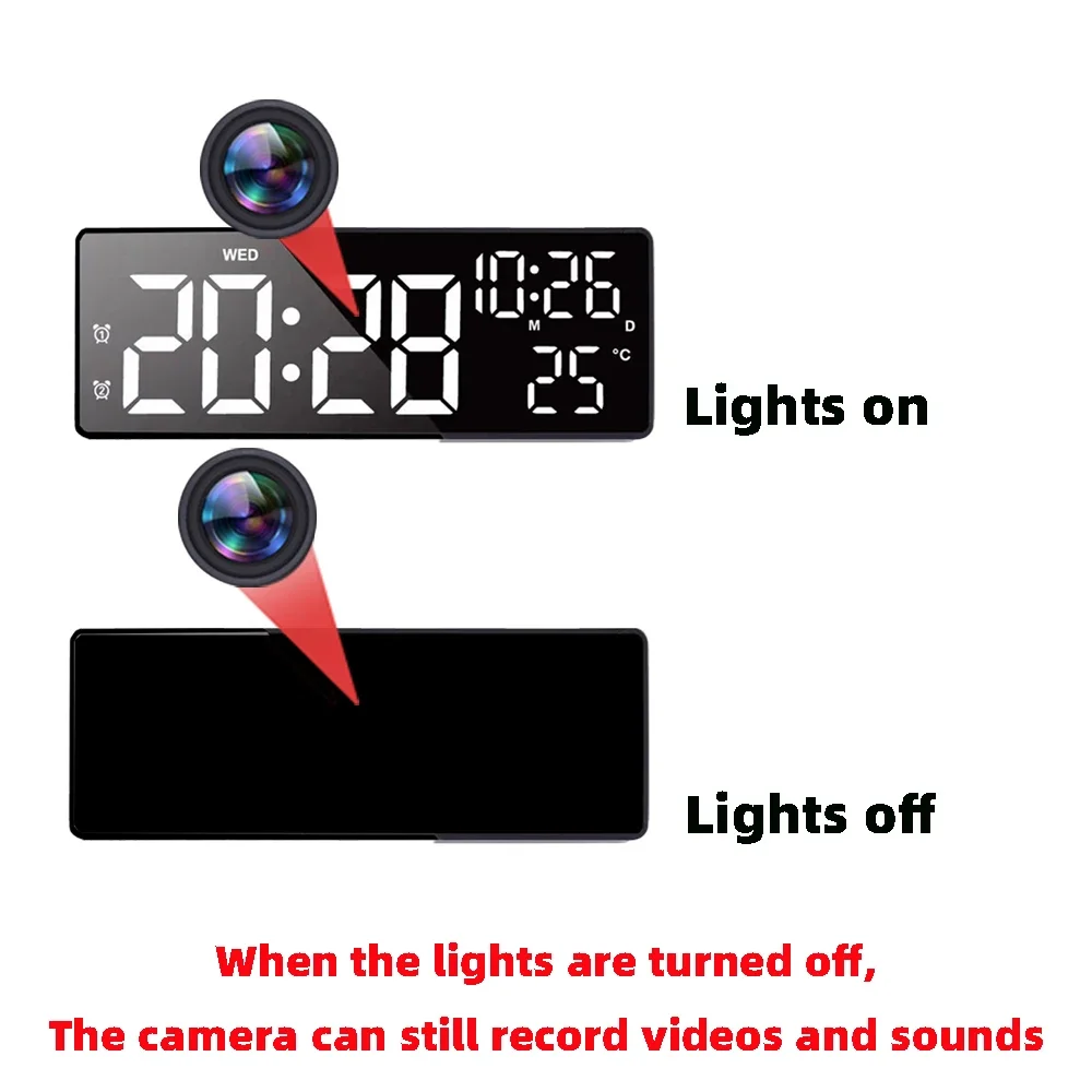 HD4K Mini Clock Camera, Remote Viewing, Motion Detection, Adjustable Digital Light, Alarm Function, Home Miniature Camera 3